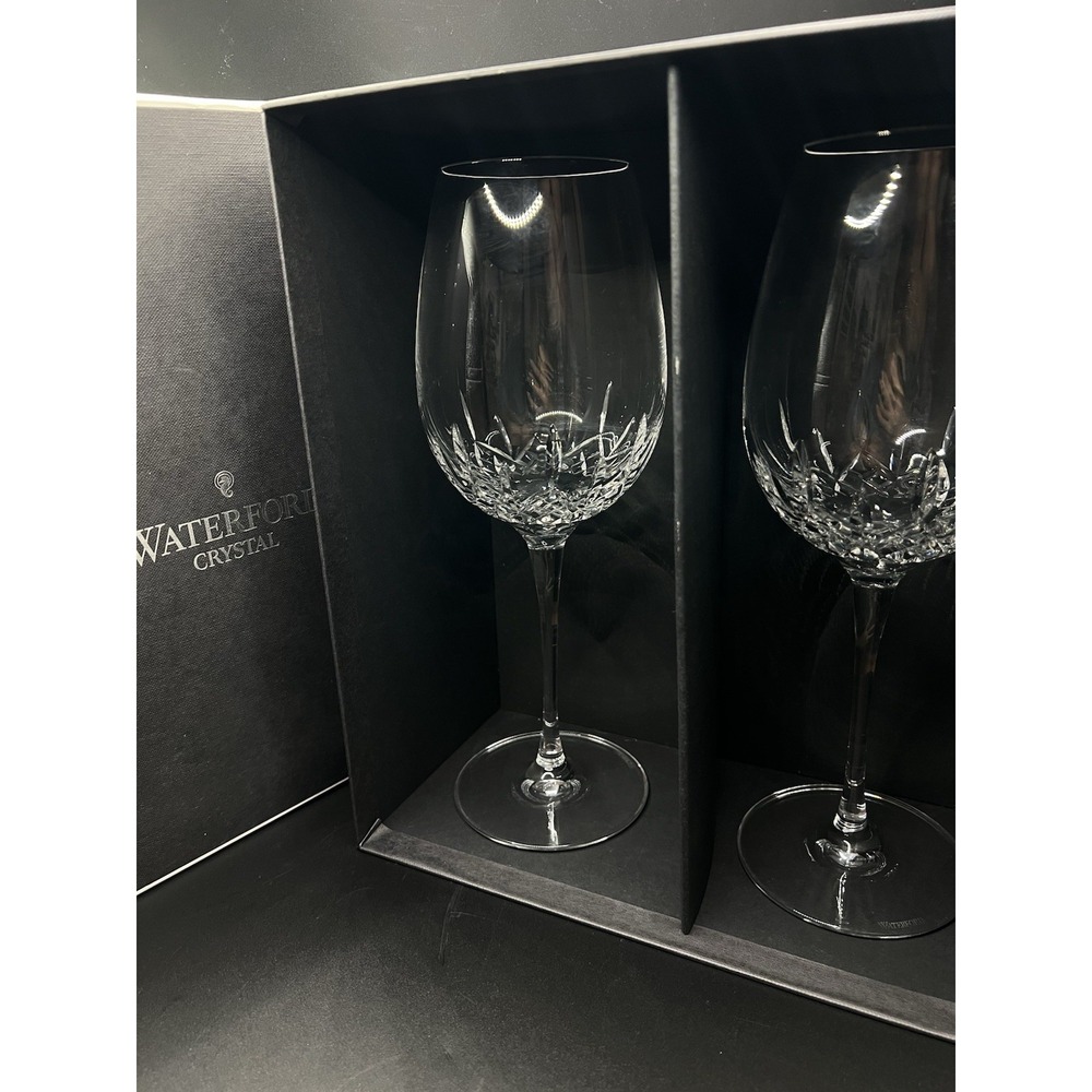 Lismore Essence Crystal by Waterford pair of Water Goblet w/box Mint - Picture 1 of 7